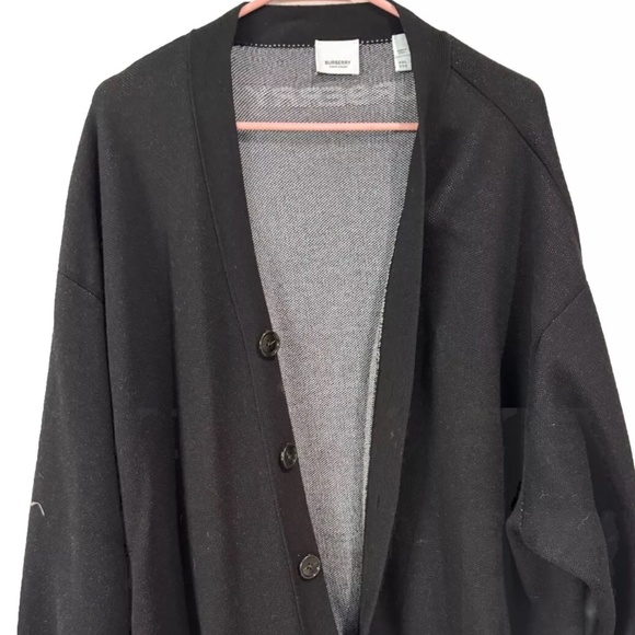Burberry Logo Wool Cotton Jacquard Cardigan